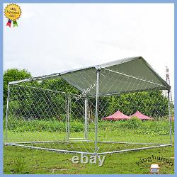 6.5ftx6.5ft Outdoor Dog Playpen Large Cage Pet Exercise Metal Fence Kennel Roof