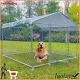 6.5x6.5ft Outdoor Dog Playpen Metal Kennel Fence With Roof Water-resistant Cover