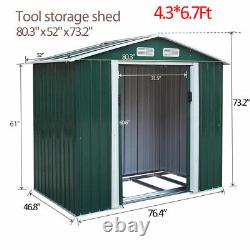 6.7'8.4' Outdoor Garden Storage Shed Metal Tool House Backyard Sliding Door