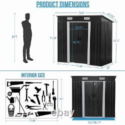 6'x4' Metal Garden Storage Shed w Lockable Door and Vents for Yard Patio Outdoor