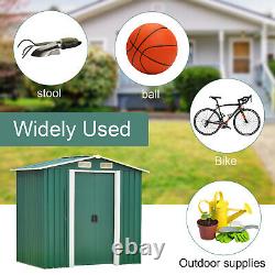 6' x 4' Outdoor Garden Storage Shed Metal Tool House Backyard Sliding Door Lawn