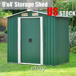 6' x 4' Outdoor Garden Storage Shed Metal Tool House Backyard Sliding Door Lawn