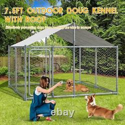 7.5 FT/10 FT Large Outdoor Dog Kennel with Roof Heavy Duty Dog Kennel House