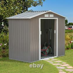 7x4.3 ft Outdoor Storage Shed Metal Garden Tool Storage Shed with Sloped Roof