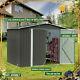 8.2x6ft Outdoor Storage Shed Garden Kit Utility Galvanized Metal Tool House Gray