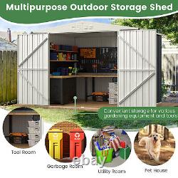 8 x 6.3 FT Metal Storage Shed with Lockable Door Pitched Tool Shed Roof Outdoor