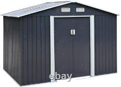 9.1'x6.3' Garden Storage Shed Galvanized Steel Outdoor Tool House withSliding Door