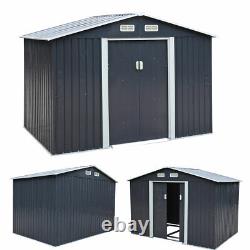 9.1'x6.3' Garden Storage Shed Galvanized Steel Outdoor Tool House withSliding Door