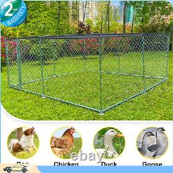 9.8ft Outdoor Metal Dog Run Cage Animal Kennel Pet House Fence Playpen with cover