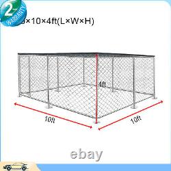 9.8ft Outdoor Metal Dog Run Cage Animal Kennel Pet House Fence Playpen with cover