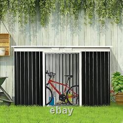 9' x 4' Outdoor Storage Shed, Galvanized Metal Utility Garden Tool Hous