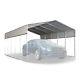 Aleko Galvanized Steel Carport Canopy Shelter 12w X 30l X 10h Ft Grey Color