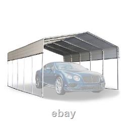 ALEKO Galvanized Steel Carport Canopy Shelter 12W x 30L x 10H ft Grey Color