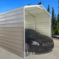 ALEKO Galvanized Steel Carport Canopy Shelter with Sidewalls 12 x 28 feet Grey