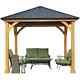 Aoodor 10 X 10 Ft. Outdoor Solid Wooden Frame Gazebo With Metal Hardtop Roof