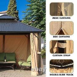 Aoodor 12 x 12ft Aluminum Frame Double Roof Hardtop Gazebo with Mosquito Netting