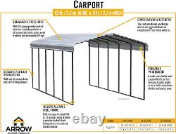 Arrow Carports Galvanized Steel Carport, Full-Size Metal Carport Kit, 12' x 20