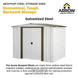 Arrow Newport Metal Shed 10'Wx8'D 2-Tone Eggshell Coffee Galvanized (74 sq-ft)
