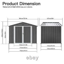 BTMWAY Metal Shed Gray 2-Door Lockable Electro-Galvanized Steel Covers 24-Sq-Ft