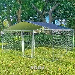 Backyard Dog Kennel Outdoor Pet Pen Chain Link Fence House Large Cage 10 x 10FT