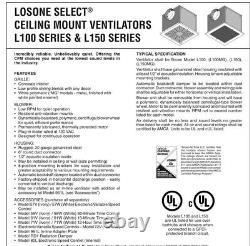 Broan Losone Select L100MG High Capacity Ventilation Fan, 115CFM, 0.9 Sones