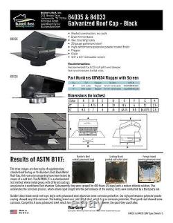 Builder's Best 84033 Galvanized Steel Roof Vent Cap with Damper & Removable S