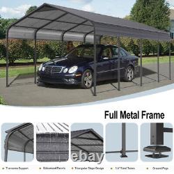 Car Tent Metal Carport 12×20 ft Garage Canopy Galvanized Steel Roof & Frame