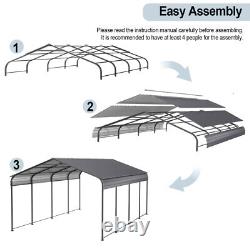 Car Tent Metal Carport 12×20 ft Garage Canopy Galvanized Steel Roof & Frame