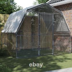 Chicken Cage with Roof and Door Hen Coop Outdoor Silver Galvanized Steel vidaXL