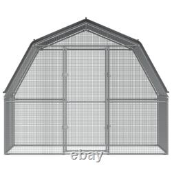 Chicken Cage with Roof and Door Hen Coop Outdoor Silver Galvanized Steel vidaXL