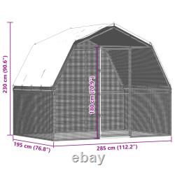 Chicken Cage with Roof and Door Hen Coop Outdoor Silver Galvanized Steel vidaXL