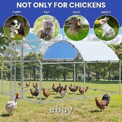 Chicken Coop Round Roof Walk in Hen Pen 13'x 9.8'x 6.4' Poultry Cage Galvanized