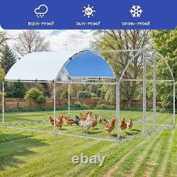 Chicken Coop Round Roof Walk in Hen Pen 13'x 9.8'x 6.4' Poultry Cage Galvanized