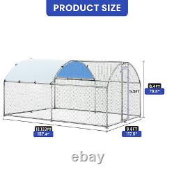 Chicken Coop Round Roof Walk in Hen Pen 13'x 9.8'x 6.4' Poultry Cage Galvanized