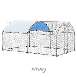 Chicken Coop Round Roof Walk in Hen Pen 13'x 9.8'x 6.4' Poultry Cage Galvanized