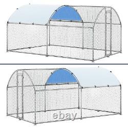 Chicken Coop Round Roof Walk in Hen Pen 13'x 9.8'x 6.4' Poultry Cage Galvanized