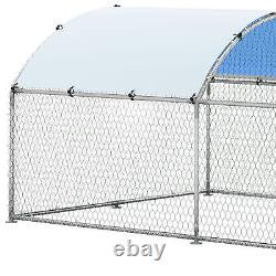 Chicken Coop Round Roof Walk in Hen Pen 13'x 9.8'x 6.4' Poultry Cage Galvanized