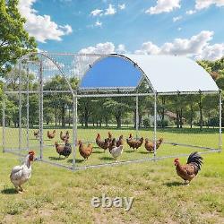 Chicken Coop Round Roof Walk in Hen Pen 13'x 9.8'x 6.4' Poultry Cage Galvanized