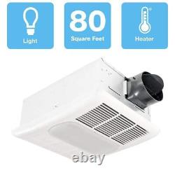 Delta Exhaust Bathroom Fan 80 CFM Ceiling LED Light Heater Vent Quiet Vent LED