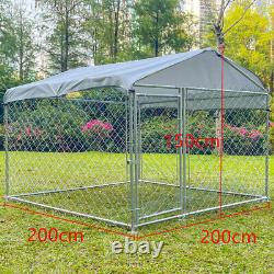 Dog Fence Pet Playpen Outdoor Heavy-Duty Metal Rabbit Cage House Roof Shade
