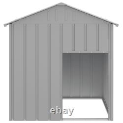 Dog House with Roof Outdoor Dog Kennel Animal House Galvanized Steel vidaXL