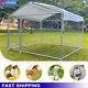 Dog Kennel Pet Dog Crate Playpen Play Fence Outdoor Metal Cage With Roof & Cover