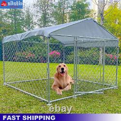 Dog Kennel Pet Dog Crate Playpen Play Fence Outdoor Metal Cage With Roof & Cover