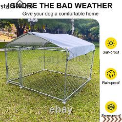 Dog Playpen House Heavy Duty Outdoor Kennel Galvanized Steel Fence with Roof Cover