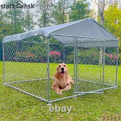 Dog Playpen House Heavy Duty Outdoor Kennel Galvanized Steel Fence with Roof Cover