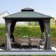 Domi 10' X 10' Hardtop Gazebo Outdoor Aluminum Gazebo Withcurtains And Net, Gray