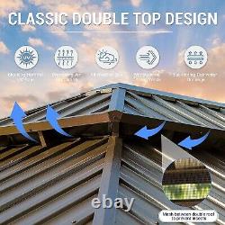 Domi 12' x 18' Hardtop Gazebo Outdoor AluminumwithGalvanized Steel Double Roof