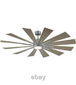 Farmhouse 60 Galvanized Metal Indoor Ceiling Fan With Weathere Oak Blades