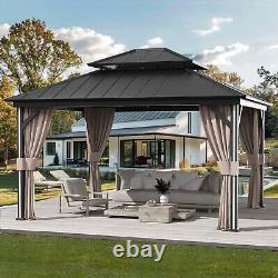 Hardtop Gazebo 12' x 14' With 4 LED Lights Outdoor Gazebo