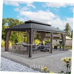 Hardtop Metal Gazebo, Outdoor Galvanized Steel Double Roof Canopy, 12'x20